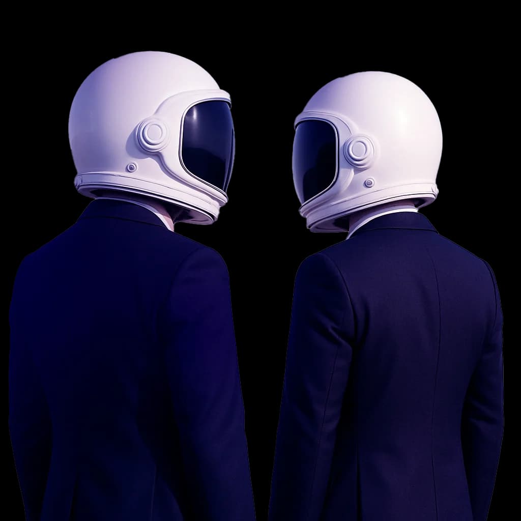 two astrounats facing side by side